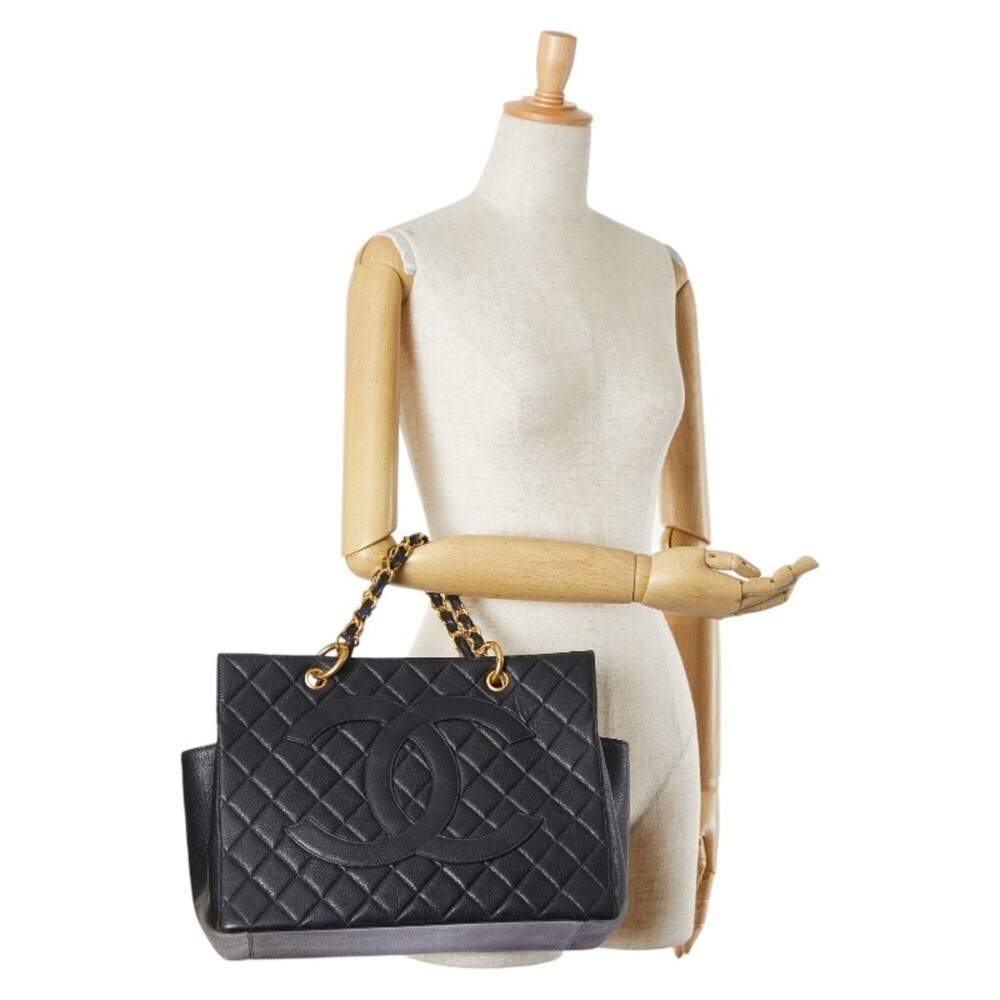 CHANEL Black Caviar Leather Logo Tote Bag - Picture 12 of 12